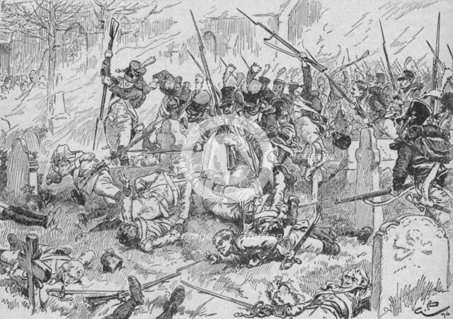 'The Young Guard in the Churchyard of Essling', 1896, (1902). Artist: Gordon Frederick Browne.