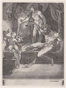 The Young Hercules in His Cradle, dated 1533. Creator: Agostino Veneziano