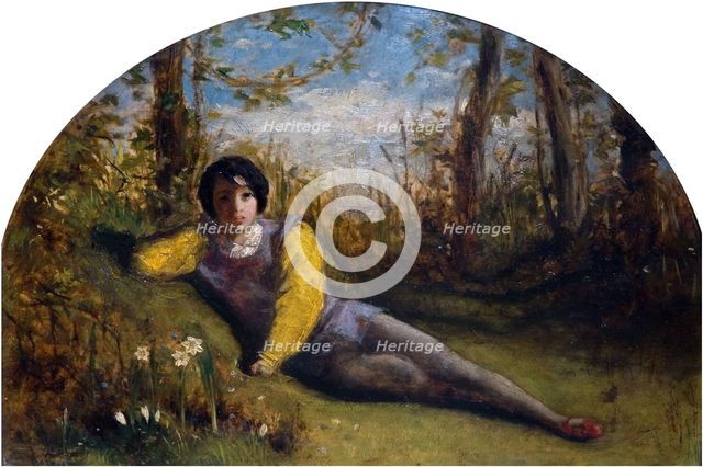 The Young Poet - Oil Study, 1849. Creator: Arthur Hughes.