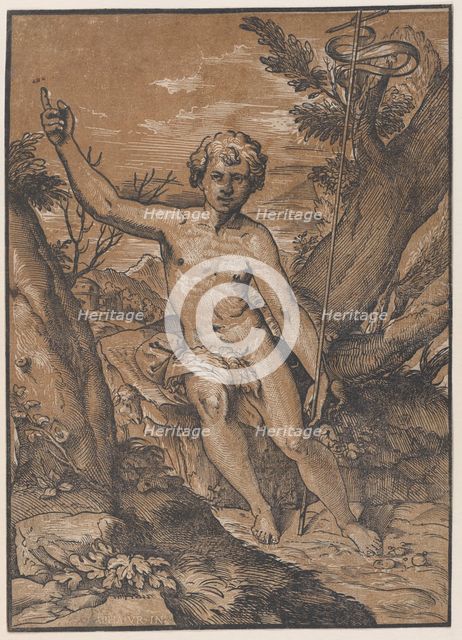The young Saint John the Baptist in the wilderness, ca. 1520-27. Creator: Ugo da Carpi.