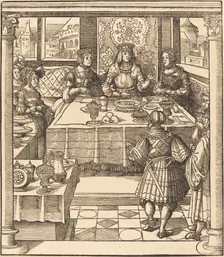 The Young White King between the Queen and Princess of the Feuereisen, 1514/1516. Creator: Leonhard Beck