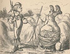 The youth talking to this father, who is doing a handstand 1889. Artist: John Tenniel