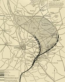 The Ypres Salient before and after the Second Battle of Ypres... First World War, 1915, (c1920). Creator: Unknown