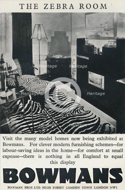 'The Zebra Room - Bowmans', 1933. Artist: Unknown.