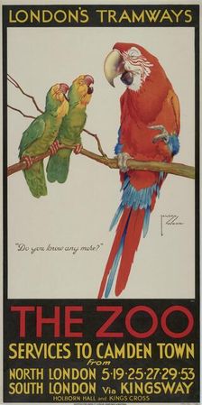 The Zoo London County Council (LCC) Tramways poster, 1932. Artist: Clarence Lawson Wood