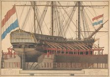 The Zoutman on ship camels, 1807. Creator: J. Vos