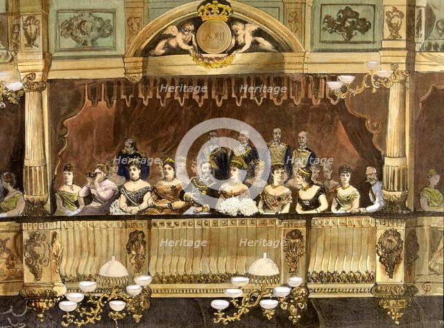 Theater box at the Royal Theatre with Maria Cristina, 1879' Alfonso XII, King of Spain (1857-1885…