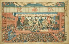 Theater in Saruwakamachi (Saruwakamachi shibai), from the series "Famous Places..., c. 1847/52. Creator: Ando Hiroshige
