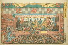 Theater in Saruwakamachi (Saruwakamachi shibai), from the series "Famous Places..., c. 1847/52. Creator: Ando Hiroshige