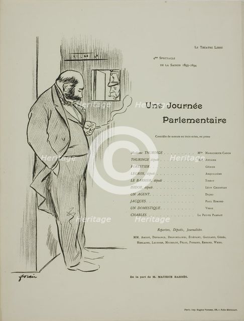 Theater Program for Une Journee Parlementaire, 1893–94. Creator: Jean Louis Forain.