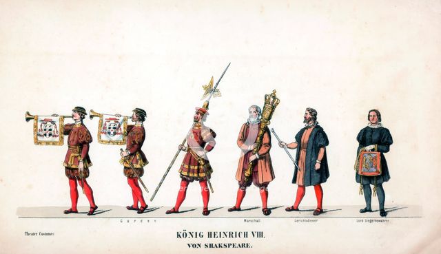 Theatre costume design for Shakespeare's play, Henry VIII, 19th century. Artist: Unknown