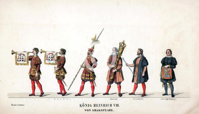 Theatre costume design for Shakespeare's play, Henry VIII, 19th century. Artist: Unknown