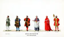 Theatre costume designs for Shakespeare's play, Henry VIII, 19th century