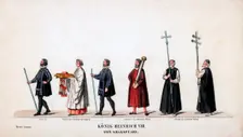Theatre costume designs for Shakespeare's play, Henry VIII, 19th century