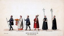 Theatre costume designs for Shakespeare's play, Henry VIII, 19th century