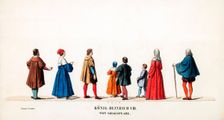 Theatre costume designs for Shakespeare's play, Henry VIII, 19th century