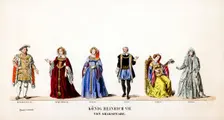 Theatre costume designs for Shakespeare's play, Henry VIII, 19th century