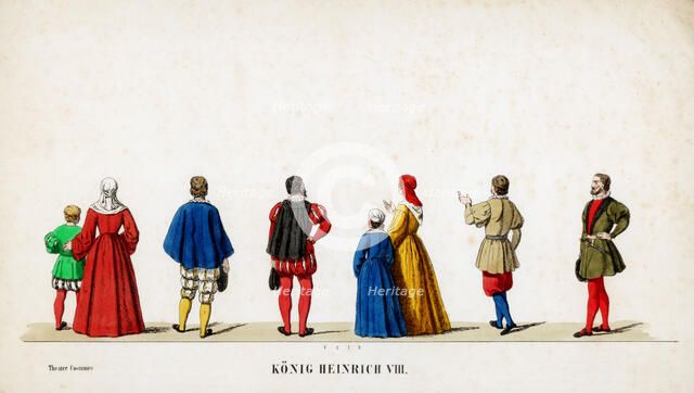 Theatre costume designs for Shakespeare's play, Henry VIII, 19th century. Artist: Unknown