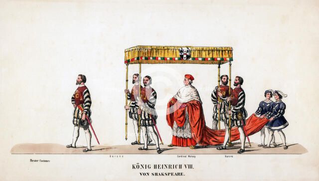 Theatre costume designs for Shakespeare's play, Henry VIII, 19th century. Artist: Unknown