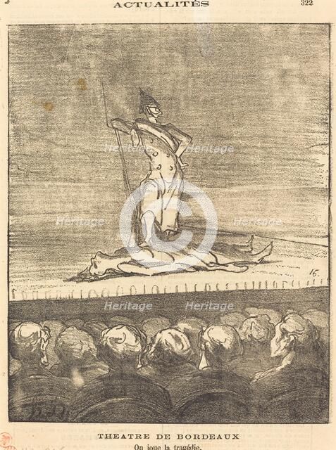 Théâtre de Bordeaux - on joue la tragédie, 1871. Creator: Honore Daumier.