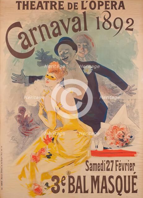 Theatre De L'opera "Carnival 1892 Samedi 27 Fevrier 3e Bal Masque, 1892. Creator: Jules Cheret.