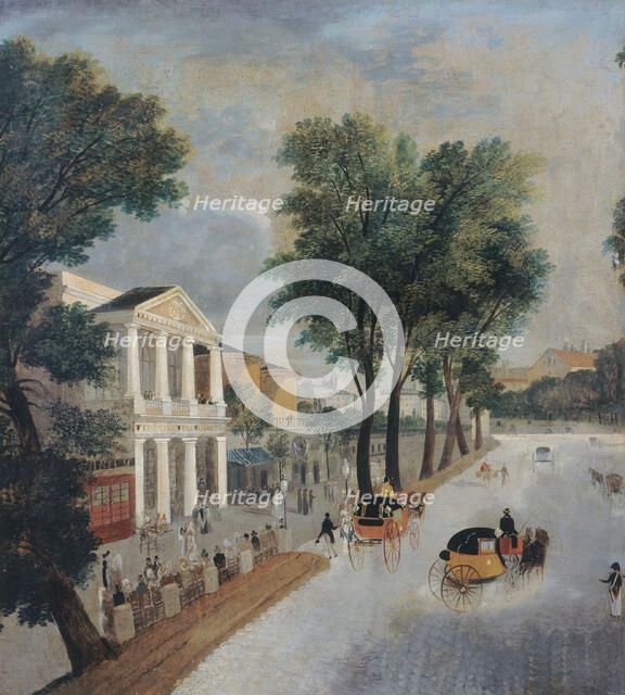 Theatre des Varietes and panorama of rotundas on boulevard Montmartre, around 1820, current 2nd... Creator: Unknown.