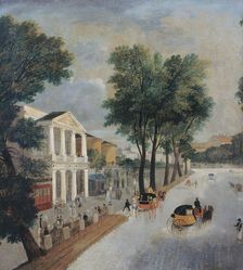 Theatre des Varietes and panorama of rotundas on boulevard Montmartre, around 1820, current 2nd... Creator: Unknown