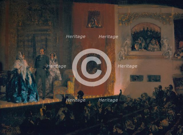 Théâtre du Gymnase in Paris, 1856. Artist: Menzel, Adolph Friedrich, von (1815-1905)