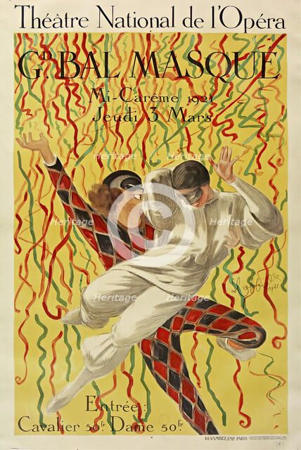 Théâtre National de l'Opéra, Grand bal de la Mi-Carême, 1921. Creator: Cappiello, Leonetto (1875-1942).