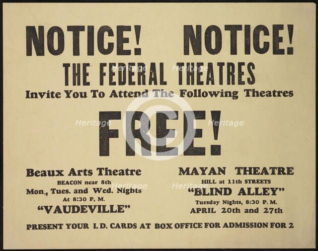 Theatre poster, Los Angeles, Los Angeles, [193-]. Creator: Unknown.