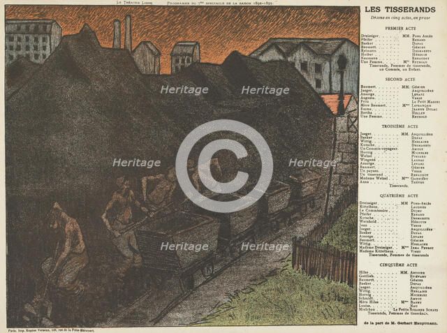 Theatre programme for The Weavers by Gerhart Hauptmann (Théâtre Libre, 29 May 1893) , 1893.