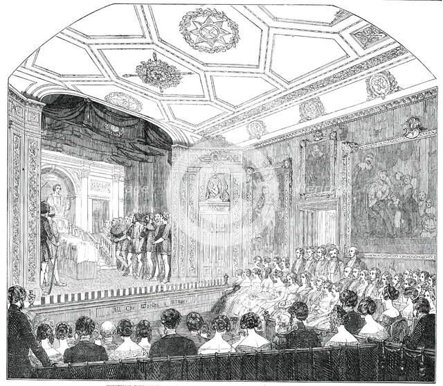 Theatrical Performance in the Rubens Room, at Windsor Castle - (Scene from "Julius Caesar"), 1850. Creator: Unknown.