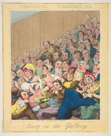 Theatrical Pleasures, ( Snug in the Gallery, Plate 3), ca. 1835. Creator: Theodore Lane