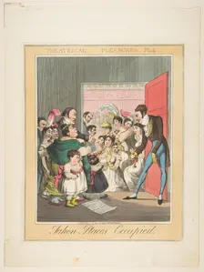 Theatrical Pleasures, Plate 4: Taken Places Occupied, ca. 1835. Creator: Theodore Lane