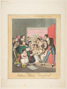 Theatrical Pleasures, Plate 4: Taken Places Occupied, ca. 1835. Creator: Theodore Lane