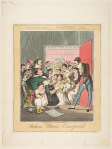 Theatrical Pleasures, Plate 4: Taken Places Occupied, ca. 1835. Creator: Theodore Lane