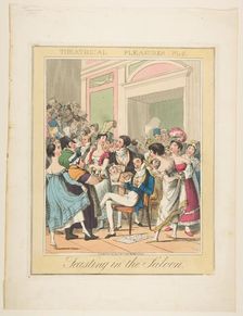 Theatrical Pleasures, Plate 5: Feasting in the Saloon, ca. 1835. Creator: Theodore Lane