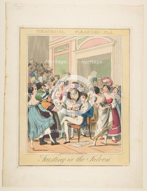 Theatrical Pleasures, Plate 5: Feasting in the Saloon, ca. 1835. Creator: Theodore Lane.