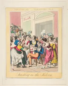 Theatrical Pleasures, Plate 5: Feasting in the Saloon, ca. 1835. Creator: Theodore Lane