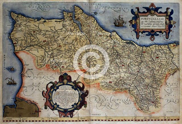  'Theatrum Orbis Terrarum' by Abraham Ortelius, Antwerp, 1574. Map of Portugal.