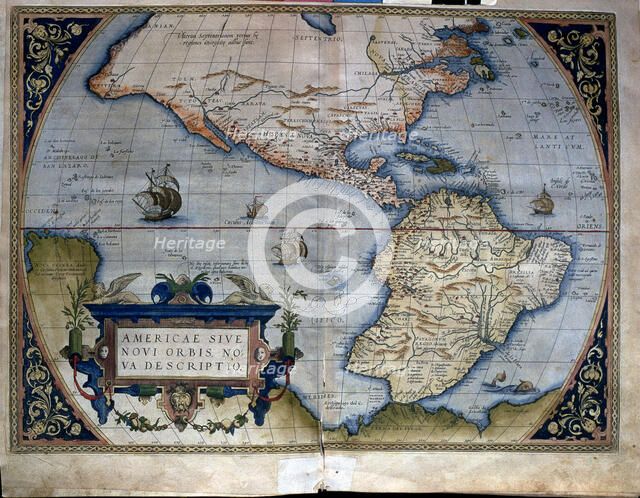  'Theatrum Orbis Terrarum' by Abraham Ortelius, Antwerp, 1574, map of the Americas.