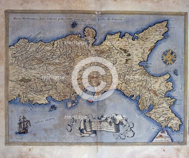  'Theatrum Orbis Terrarum' by Abraham Ortelius, Antwerp, 1574, map of the Kingdom of Naples.