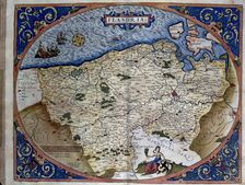 Theatrum Orbis Terrarum by Abraham Ortelius, Antwerp, 1574. Map of the region of Flanders