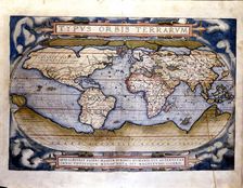 Theatrum Orbis Terrarum of Abraham Ortelius, Amberes, 1574, world map Typus Orbis Terrarum