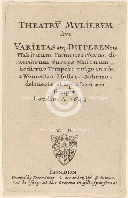 Theatrum mulierum: Title Page, 1643. Creator: Wenceslaus Hollar.