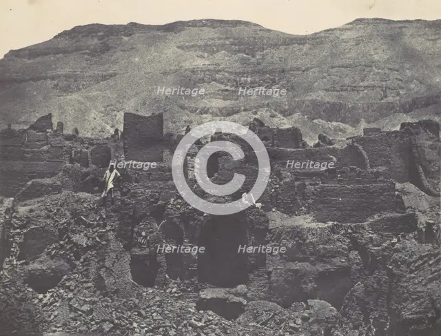 Thebes. Médinet-Habou. Ruines de la ville de Papa, 1850. Creator: Maxime du Camp.