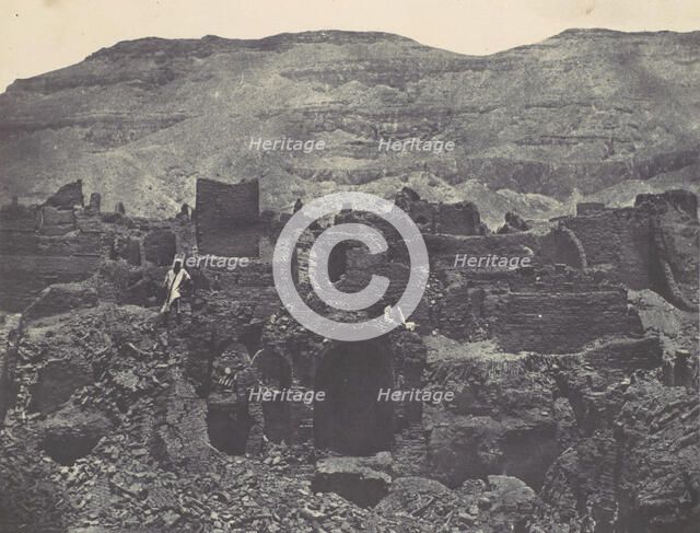 Thebes. Médinet-Habou. Ruines de la ville de Papa, 1850. Creator: Maxime du Camp.