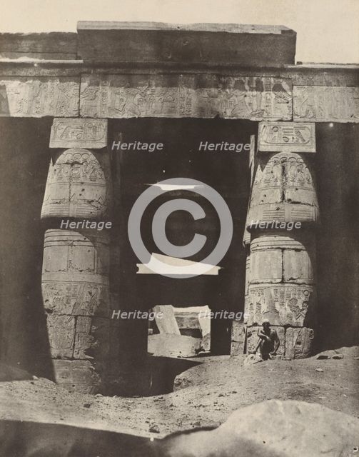 Thebes: Karnak, Portique de Temple de Khons, 1850. Creator: Maxime du Camp.