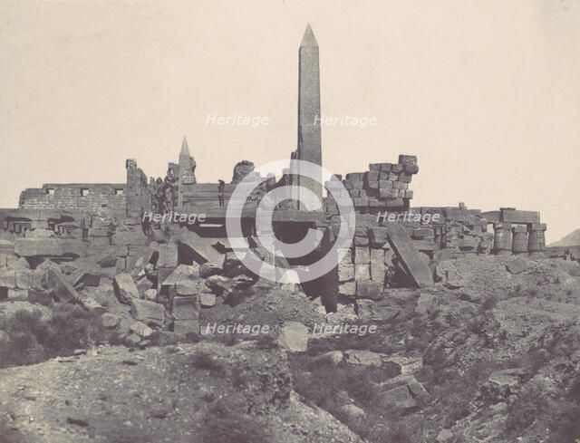 Thebes. Palais de Karnak. Sanctuaire de granit et salle Hypostyle, 1850. Creator: Maxime du Camp.