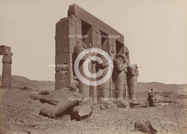 Thèbes, Temple de Ramasseum, Colosses brisés, 1870s. Creator: Émile Béchard.